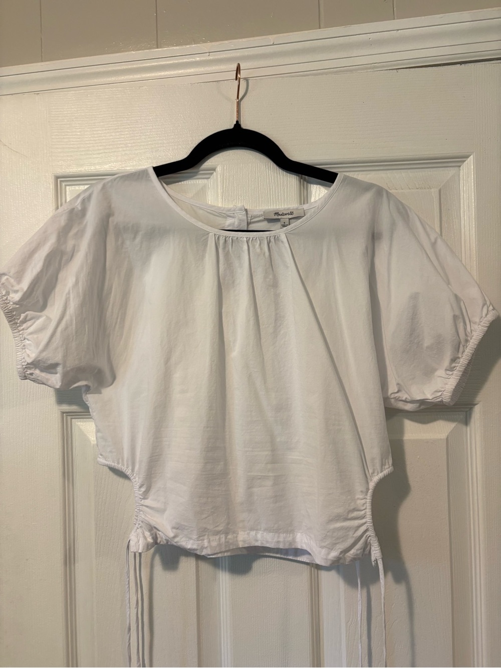 Madewell White Sheer Top with Side Cut-outs